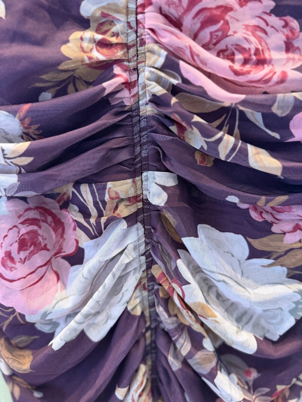 LIKE NEW Lulu's Plum & Pink Floral Long-Sleeve Ruched Midi Dress - Picture 8 of 10